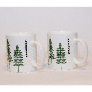 Starbucks Christmas Tree Coffee Mug Set of 2